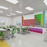 Кабинет по химия и биология Flat, над VII клас, за 24 ученика, бяло-зелен